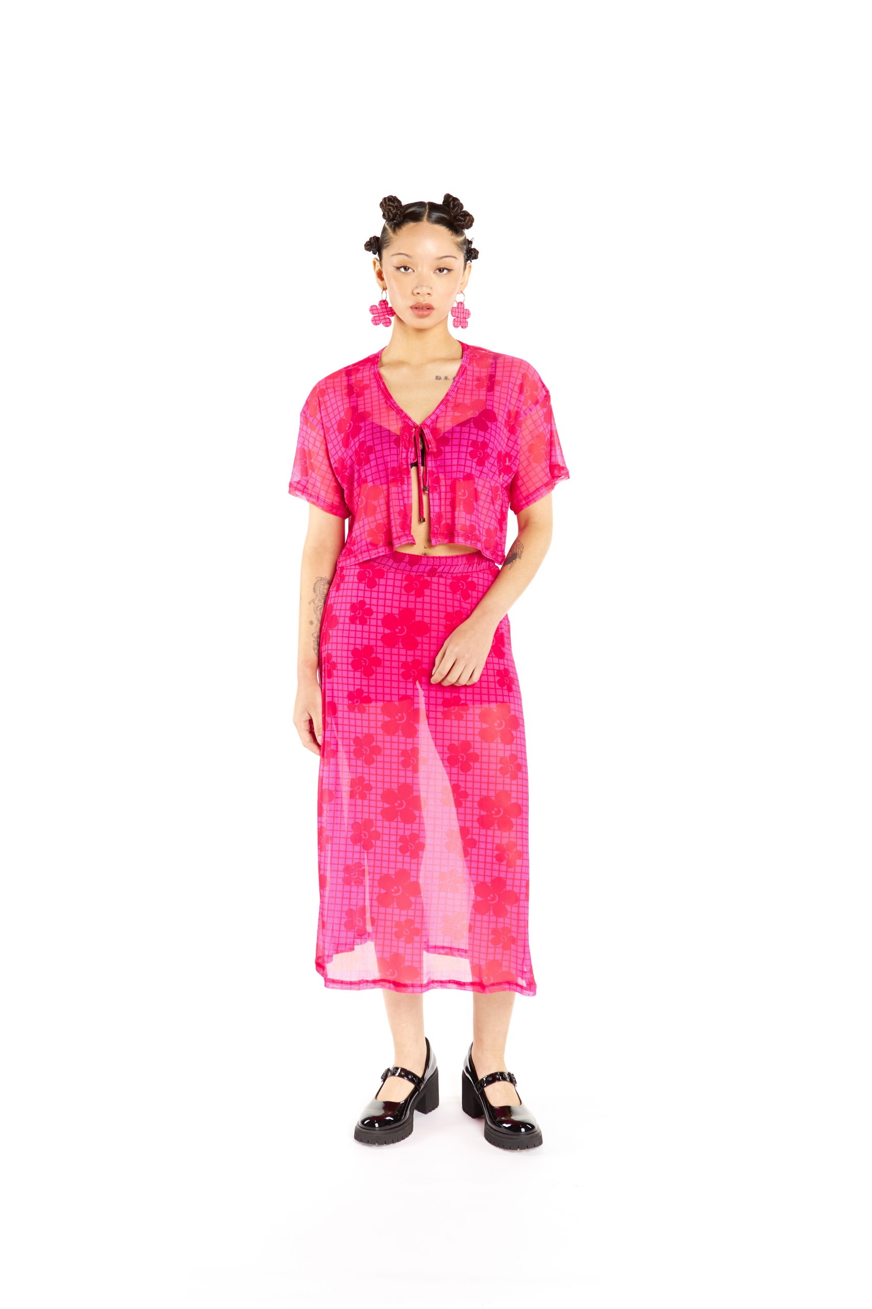 MAXI FALDA ROSA FLOR