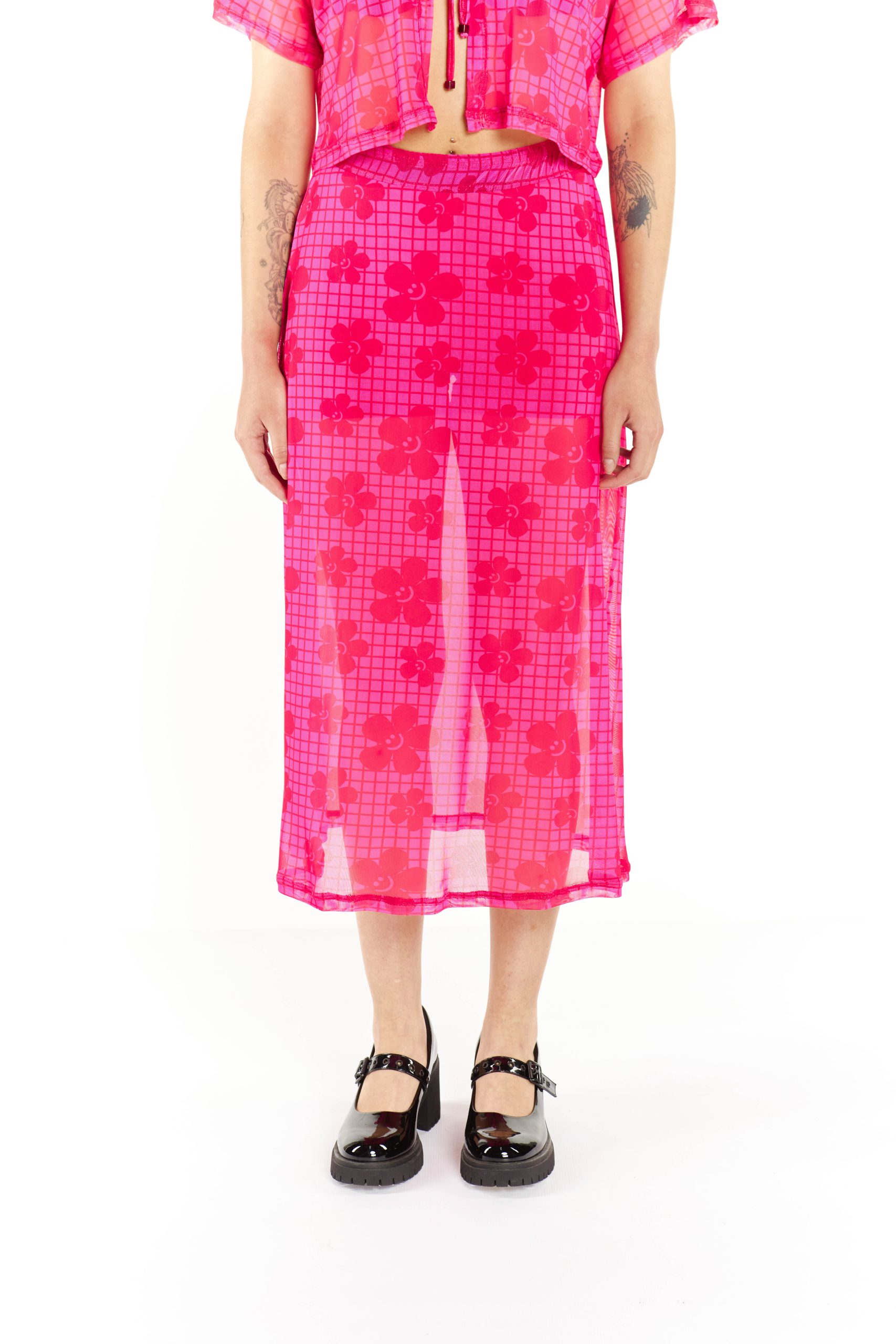 MAXI FALDA ROSA FLOR